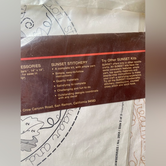 New in Bag Sunset Stitchery Dine upon Strawberries kit! - Picture 5 of 6